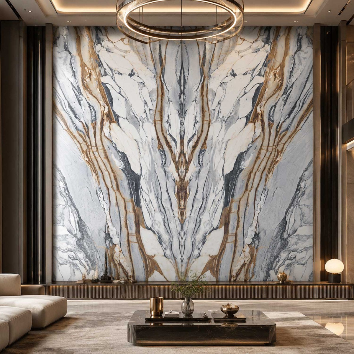 Calacatta Picasso Bookmatched Polished Porcelain Slab 3200×1620 Marble Effect