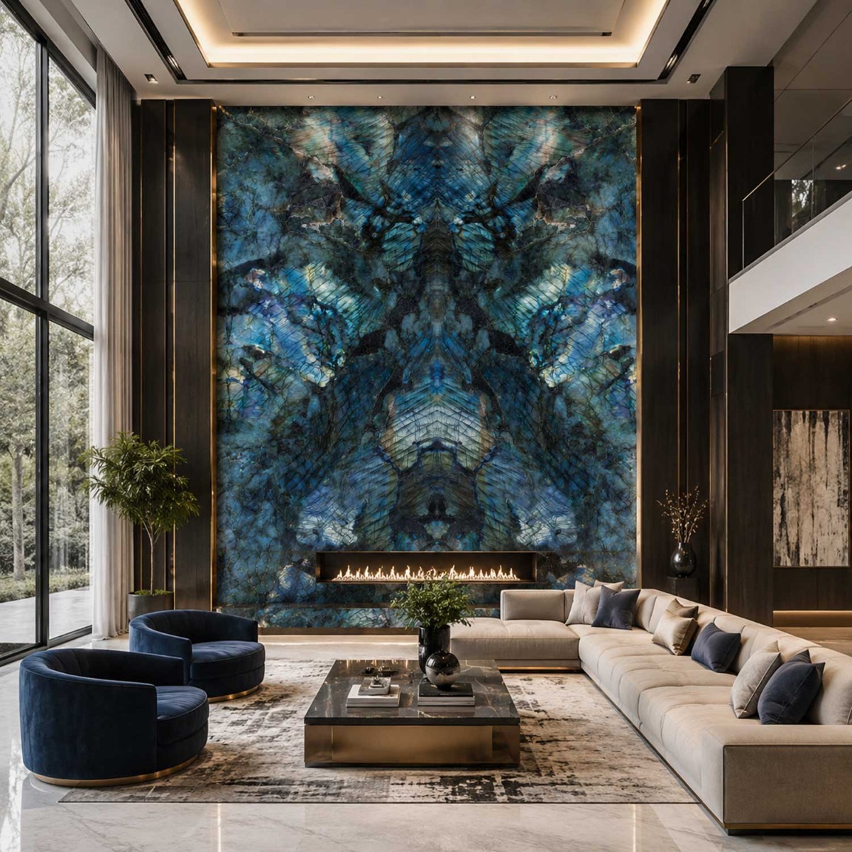 Level Labradorite Bookmatched Polished Porcelain Slab 3200×1620 Non-rectified