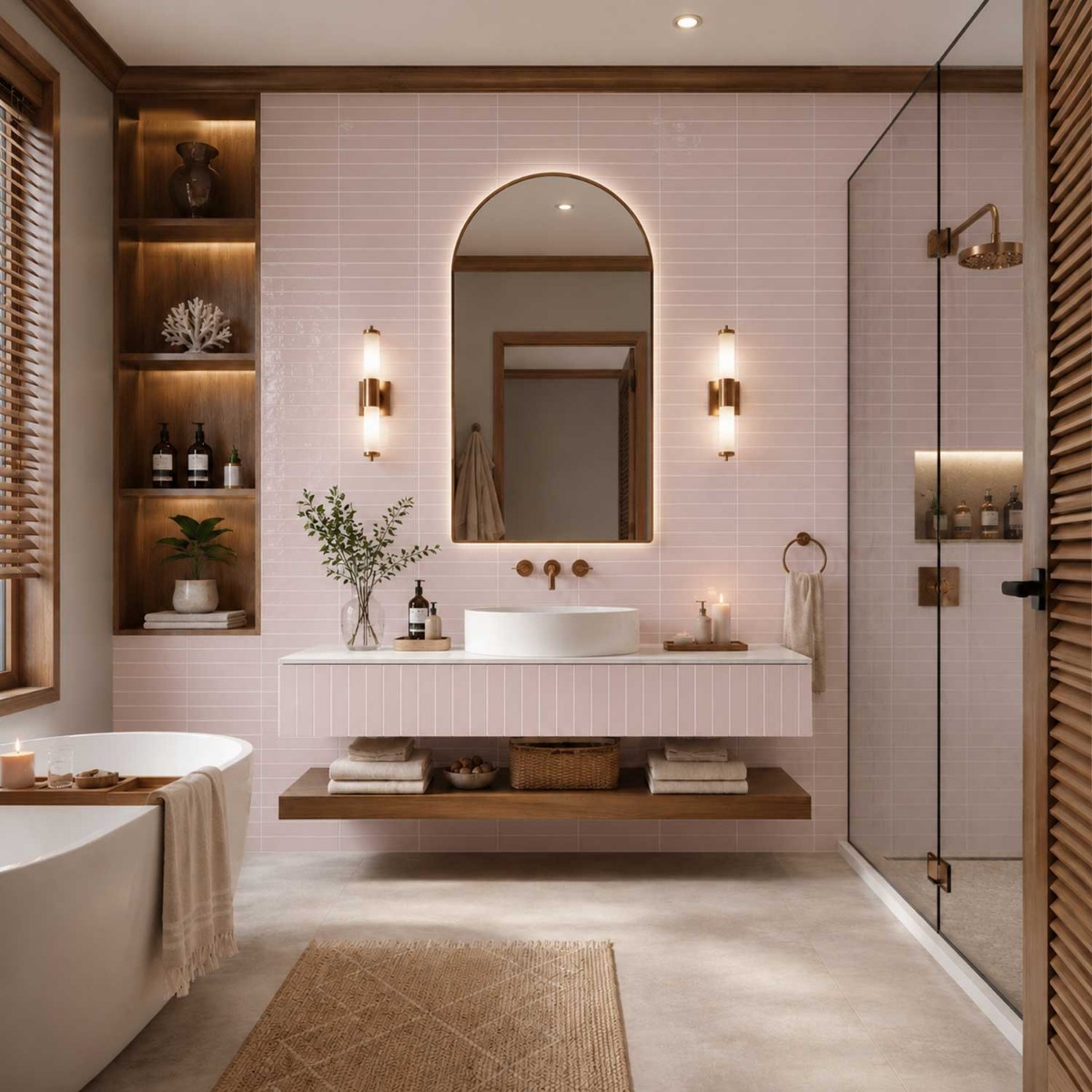 Prism Ceramic Wall Tile Indoor Pink 50x200mm
