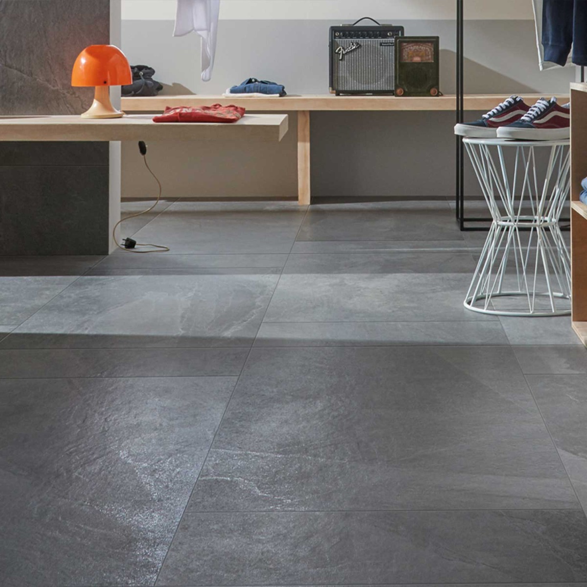 Rushmore Black Porcelain Tile Matt Finish Walls Floors Large 600x600mm
