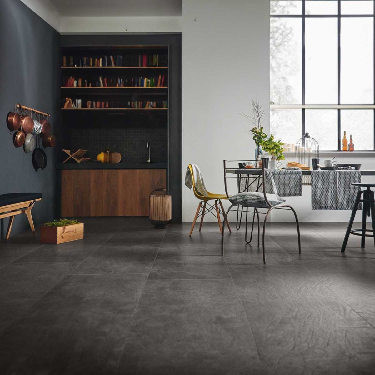 Rushmore Black Porcelain Tile Stone Effect Walls Floors 300x600mm