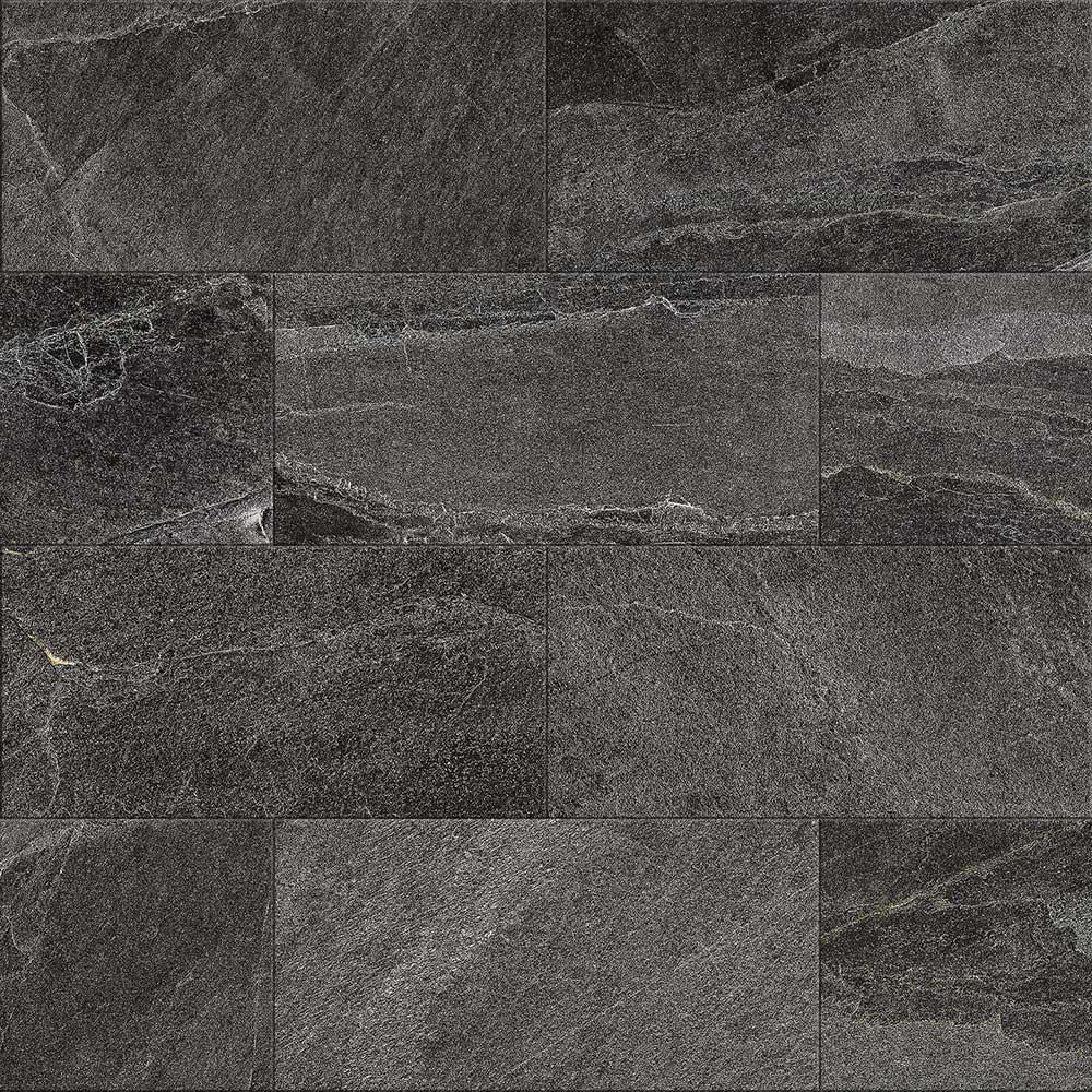 Rushmore Black Porcelain Tile Stone Effect Walls Floors 300x600mm