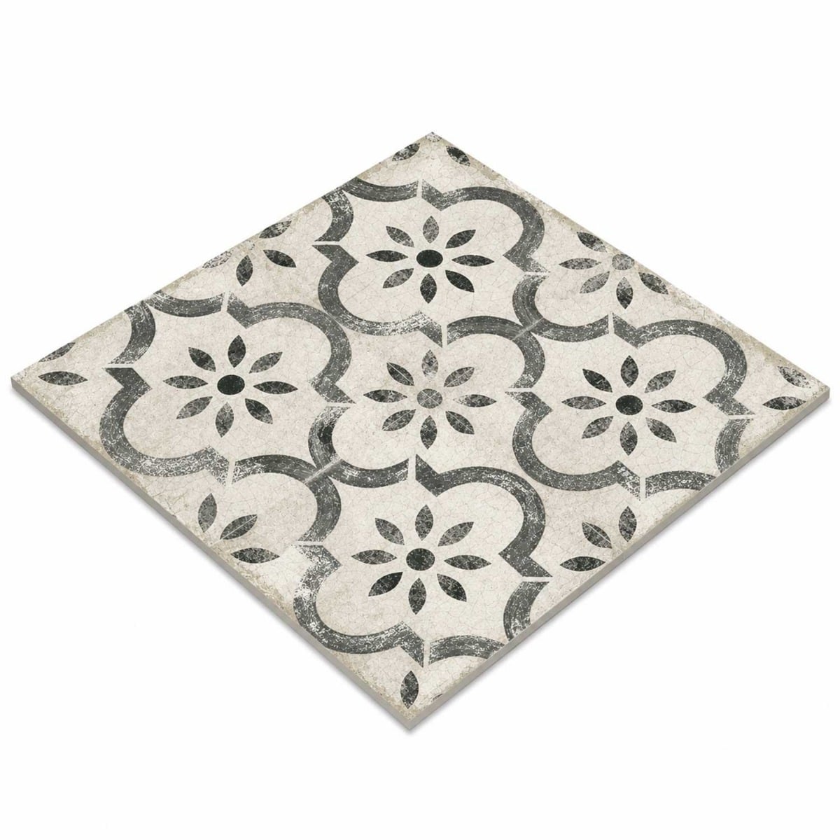 Tradition Leeds Grey Patterned Porcelain Tile Matt 450x450mm