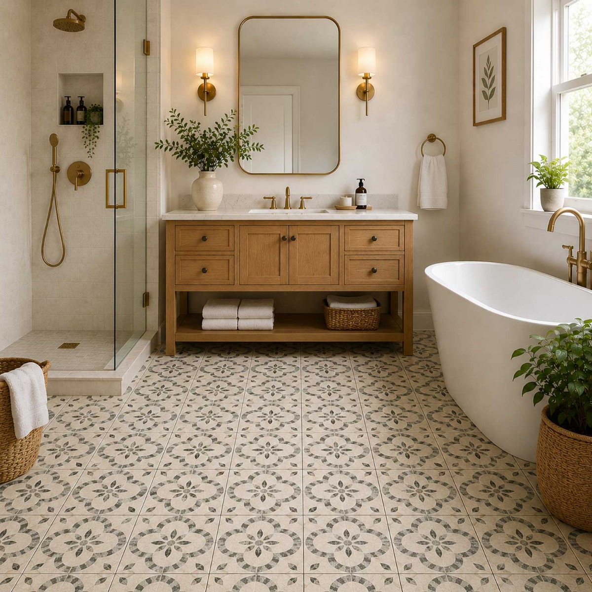 Tradition Leeds Grey Patterned Porcelain Tile Matt 450x450mm