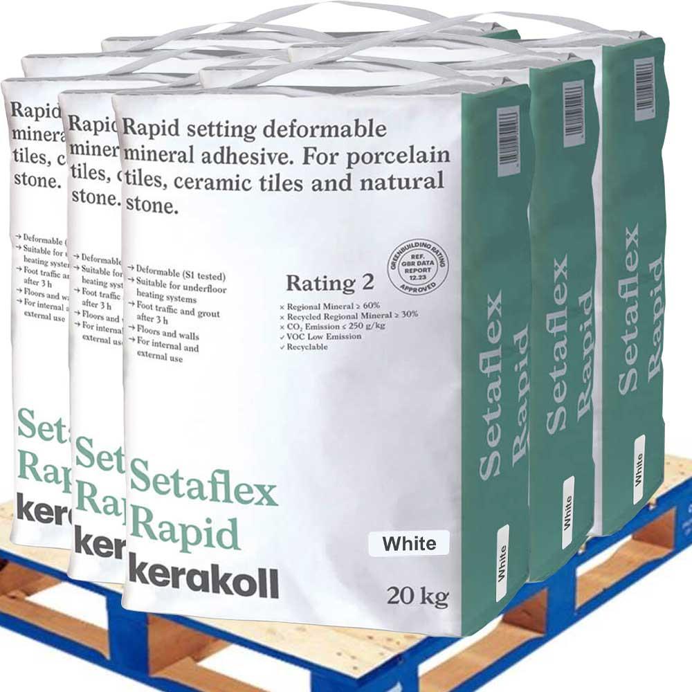 Kerakoll Setaflex Rapid White Tile Adhesive 20kg Pallet Deal (48 Units)