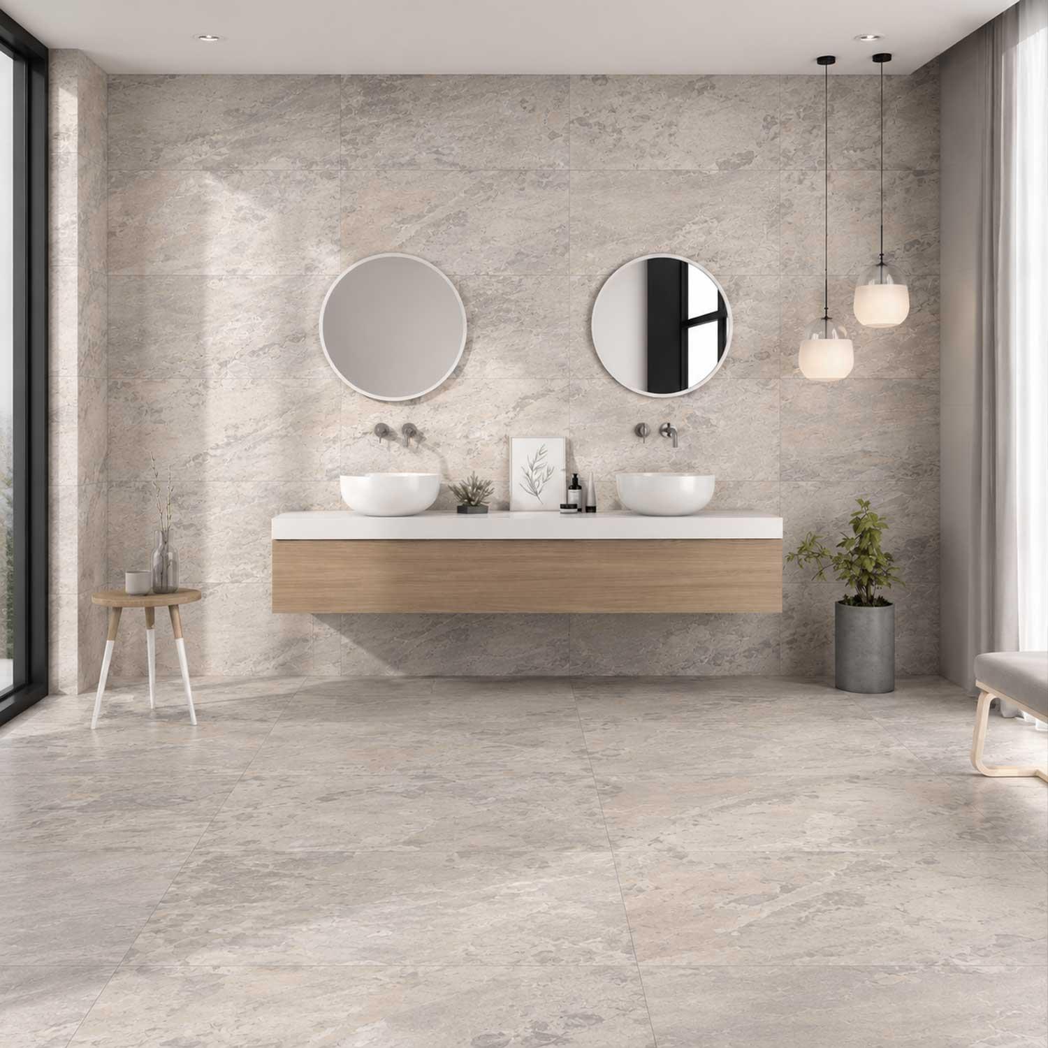Slatonyx Pearl Marble Effect Porcelain Floor Tile | Anti-Slip 600x1200mm