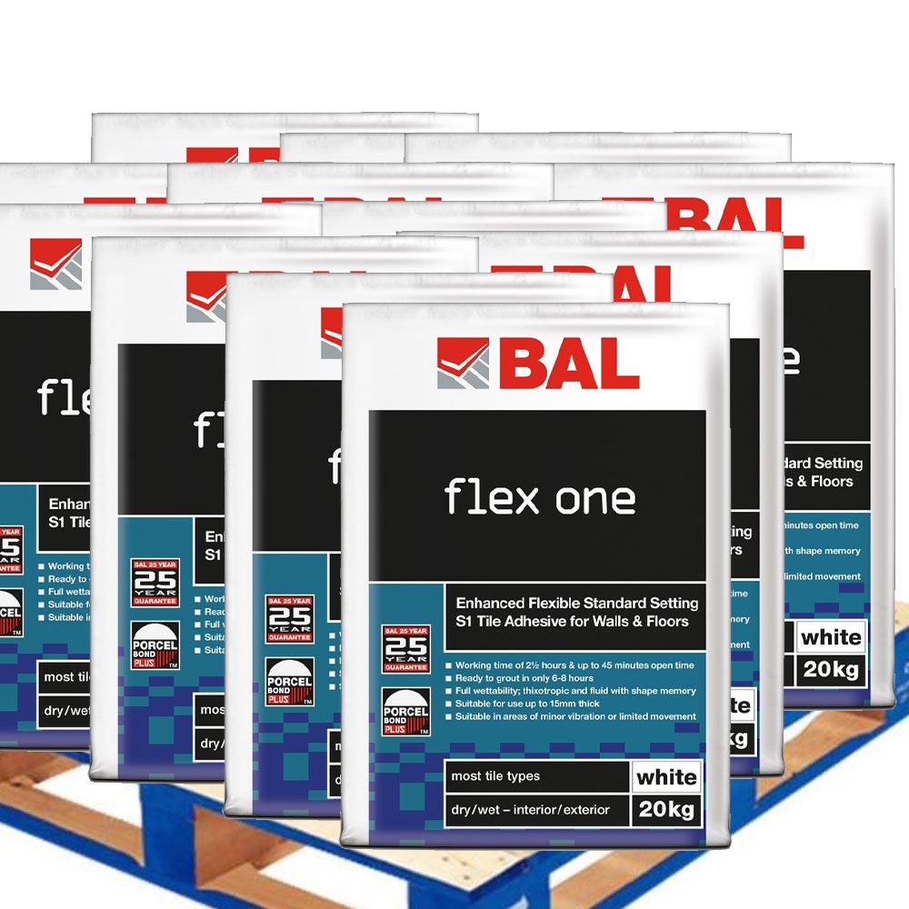 Bal Flex One S1 White Tile Adhesive Walls & Floor 20kg (Pallet Deal 50 Units)