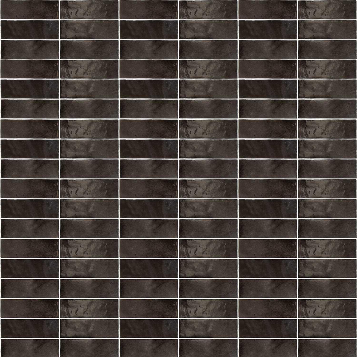 Victoria Black Ceramic Wall Tile Gloss Subway Brick Indoor Small