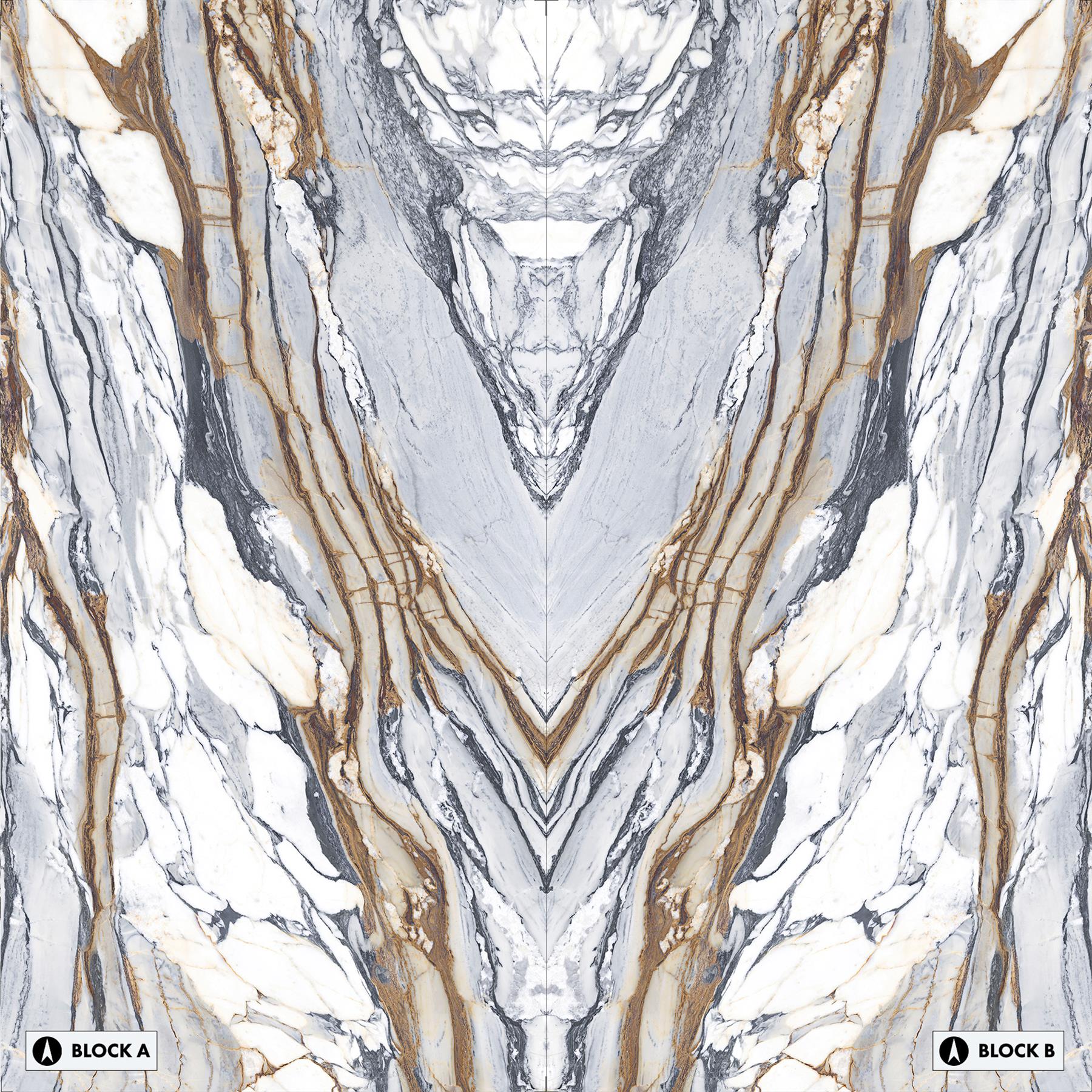 Calacatta Picasso Bookmatched Polished Porcelain Slab 3200×1620 Marble Effect