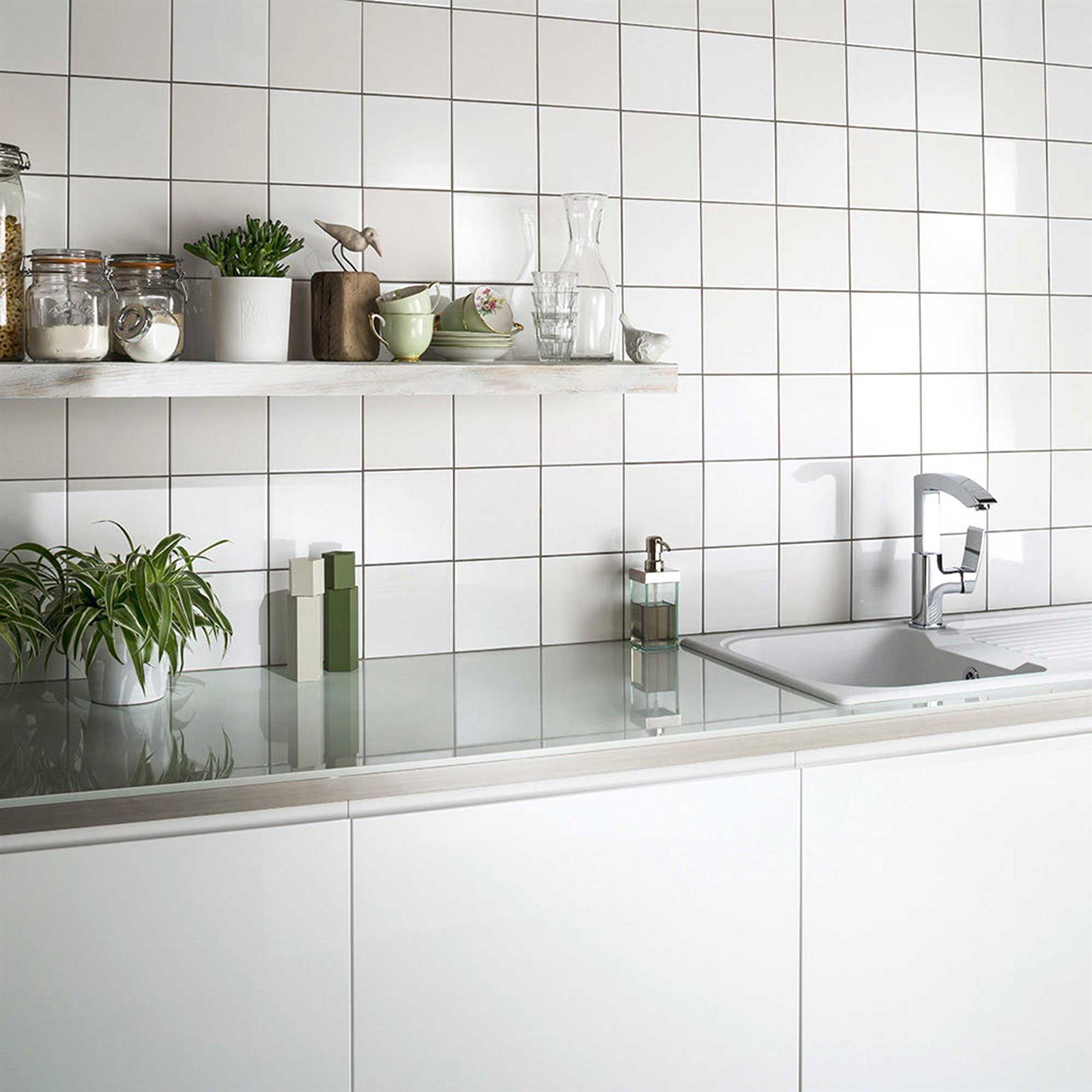 Prismatic White Ceramic Wall Tile Bathroom, Kitchen 200x200mm (PRS12)