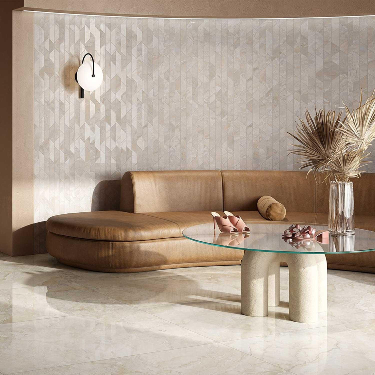 Itala Moon Porcelain Tile Wall Floor Large Format 600x1200mm Almond