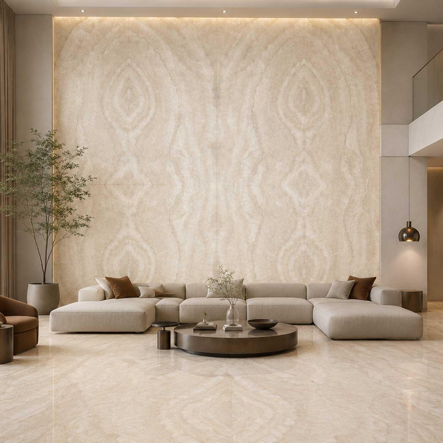 Ivory Gioiello Bookmatched Polished Porcelain Slab 3200×1620 Non-rectified