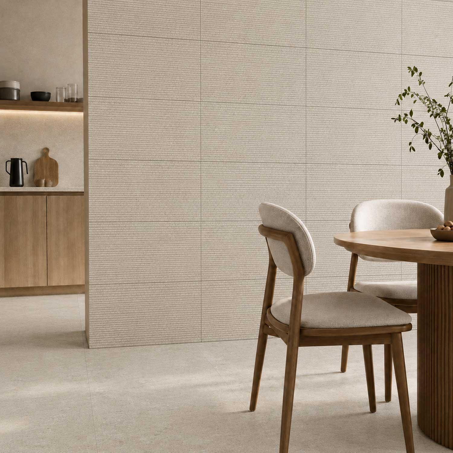 Linea Stone Cream Fluted Stone Effect Ceramic Wall Tile 300x600mm Matt