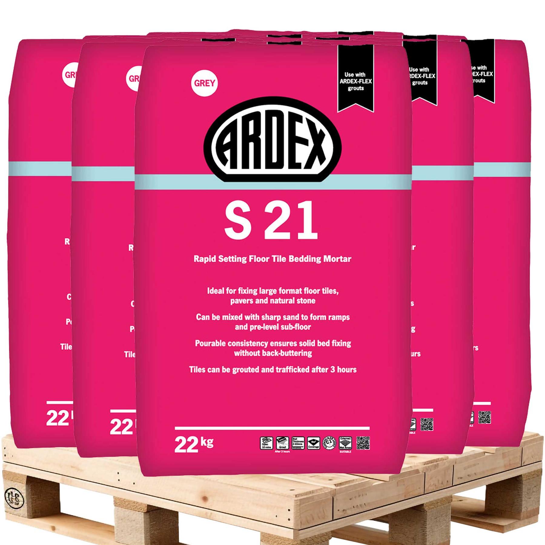 Ardex S21 Rapid Setting Tile Bedding Mortar Grey 22kg (50 Units Pallet Deal)