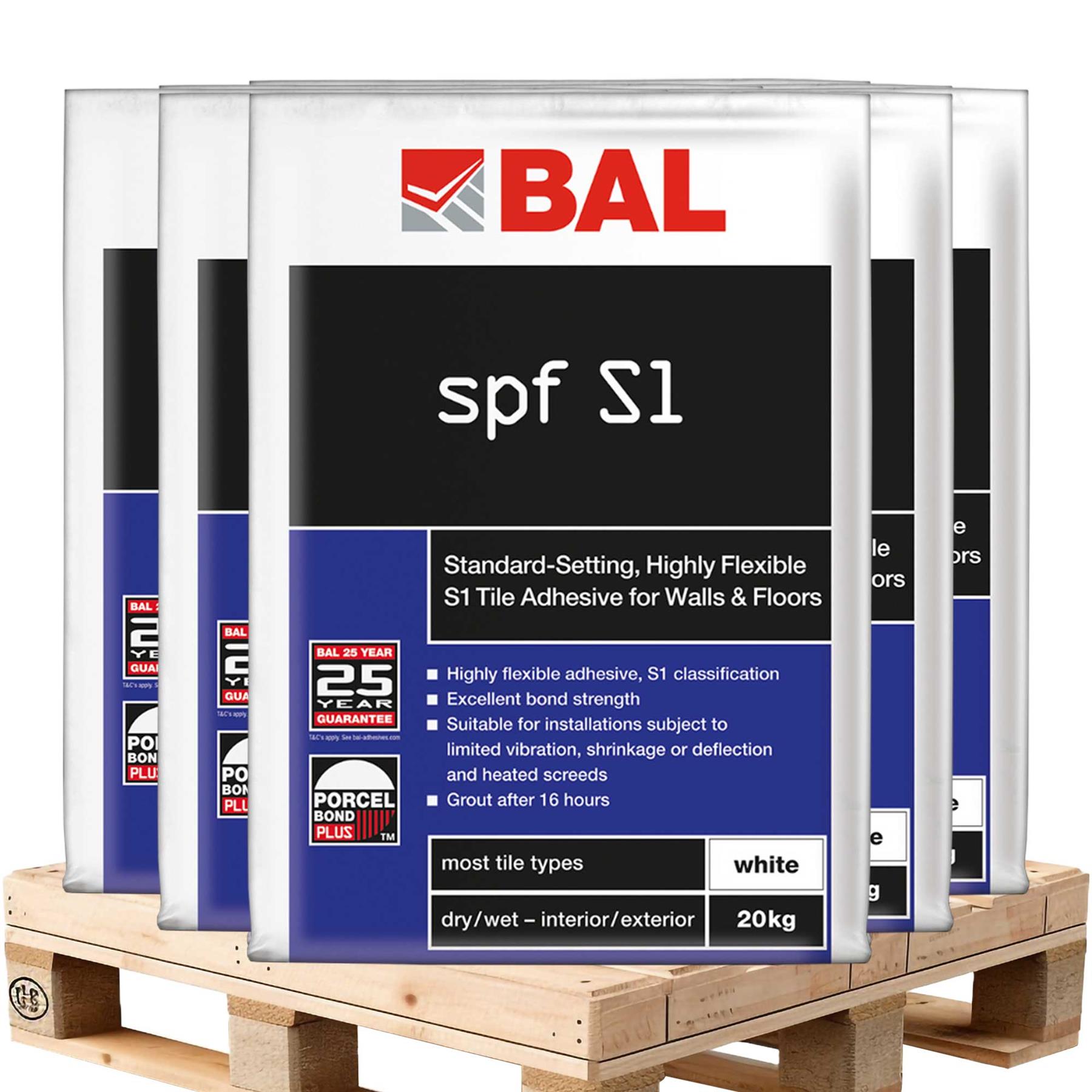 BAL SPF S1 White Flexible Tile Adhesive 20kg (25 Bags Pallet Deal)