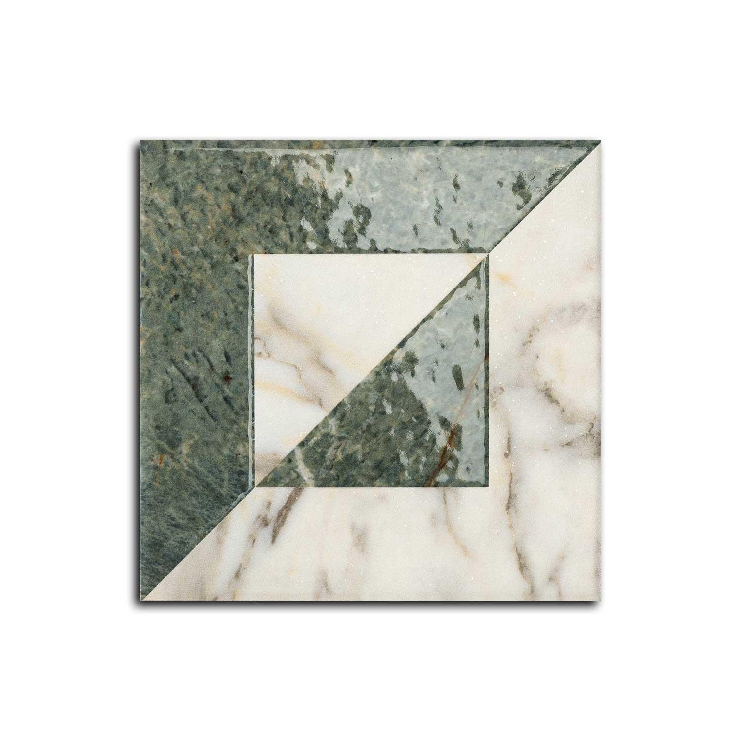 Valentra Decor B Green-Ivory Porcelain Tile 200x200mm Wall Floor Tile