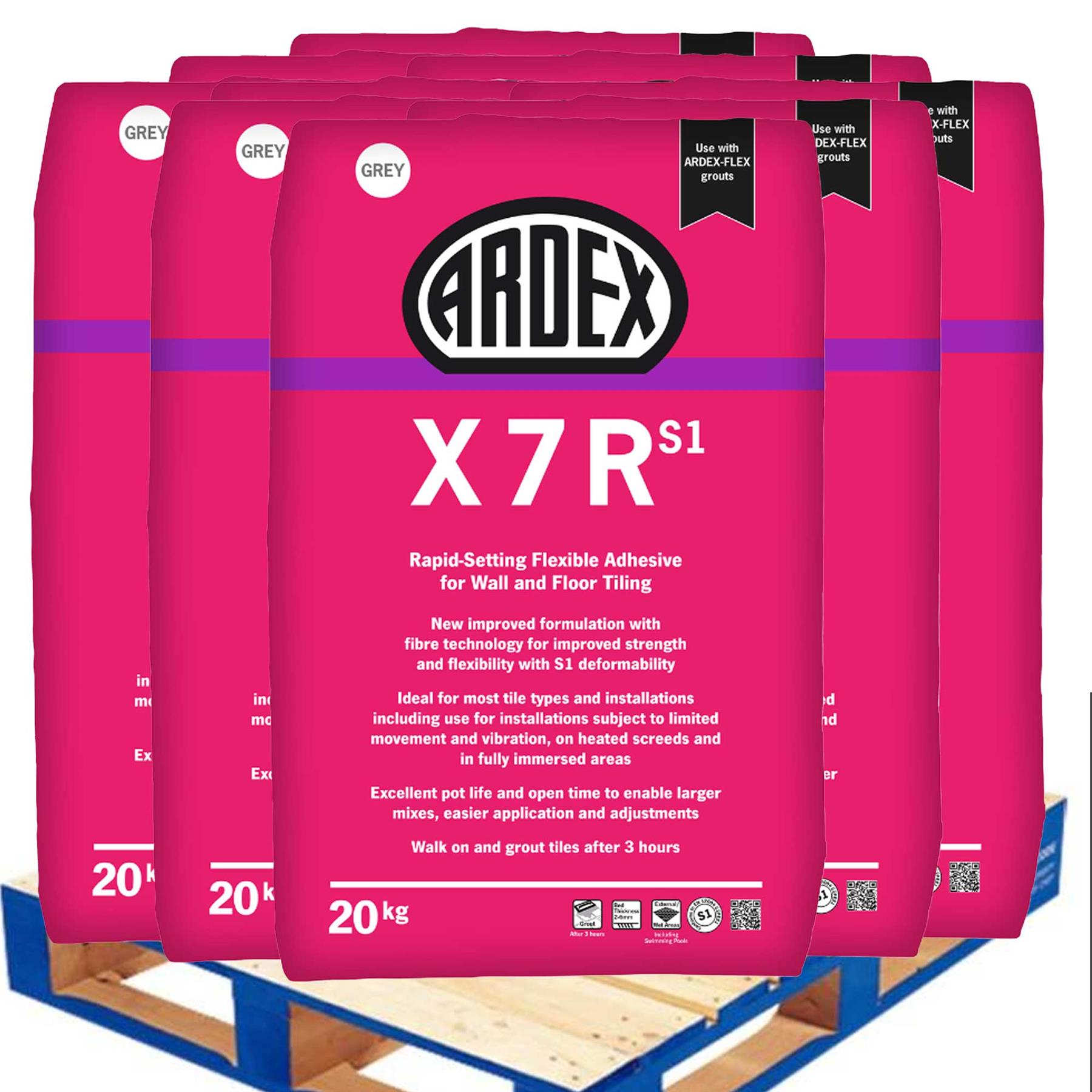 Ardex X7RS1 Flexible Rapid Set Tile Adhesive 20kg (Grey) 50 Bags Pallet Deal