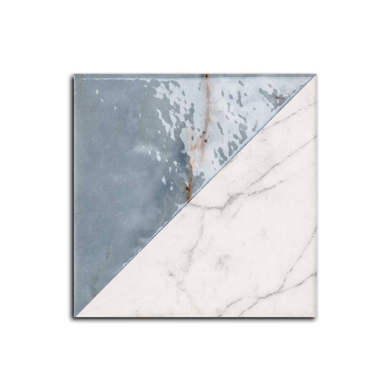 Valentra Decor A Blue-White Porcelain Tile 200x200mm Wall Floor Tile
