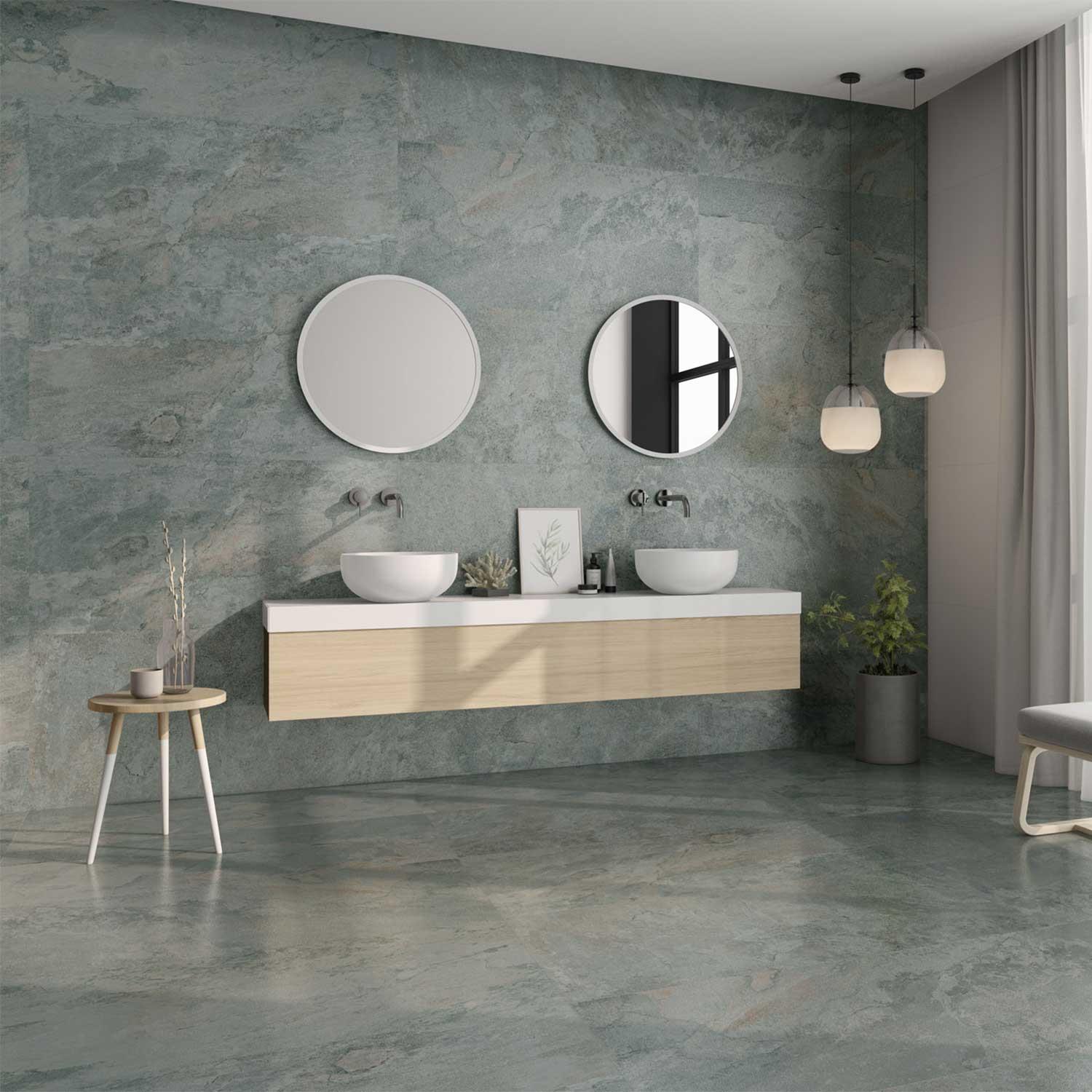 Slatonyx Green Marble Effect Porcelain Floor Tile | Anti-Slip 600x1200mm