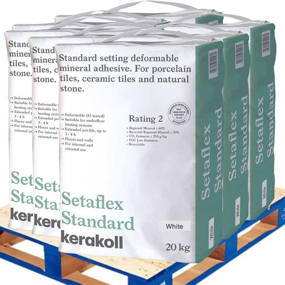 Kerakoll Setaflex Standard White Tile Adhesive 20kg Pallet Deal 48 Bags