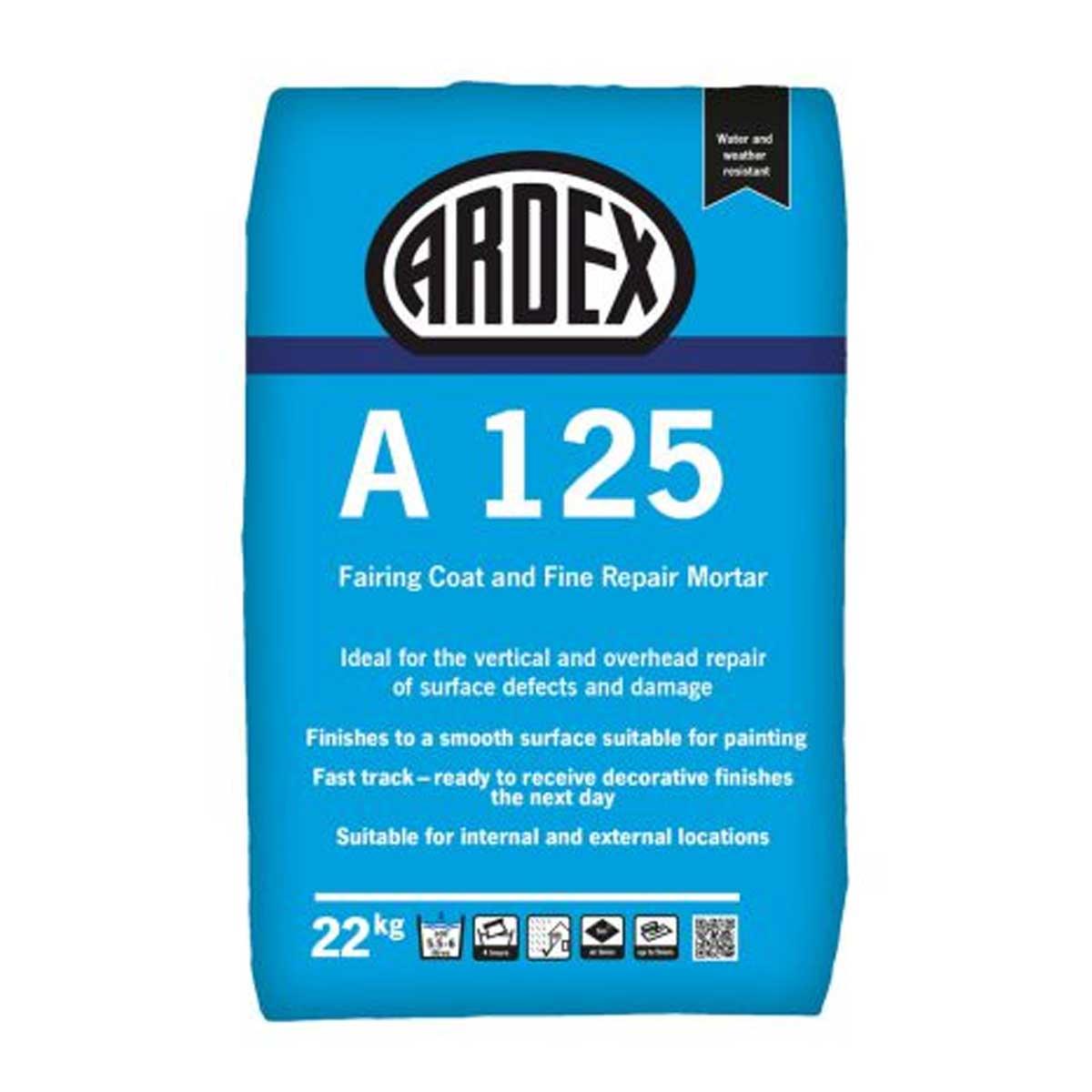 Ardex A125 Fine Coat and Repair Mortar Grey 22kg (1 Unit)