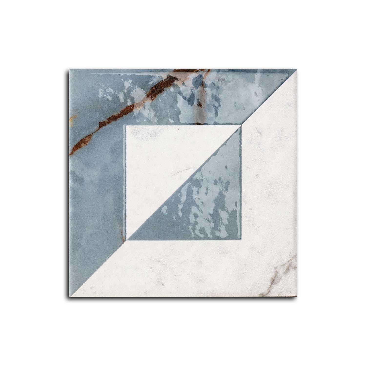 Valentra Decor B Blue-White Porcelain Tile 200x200mm Wall Floor Tile