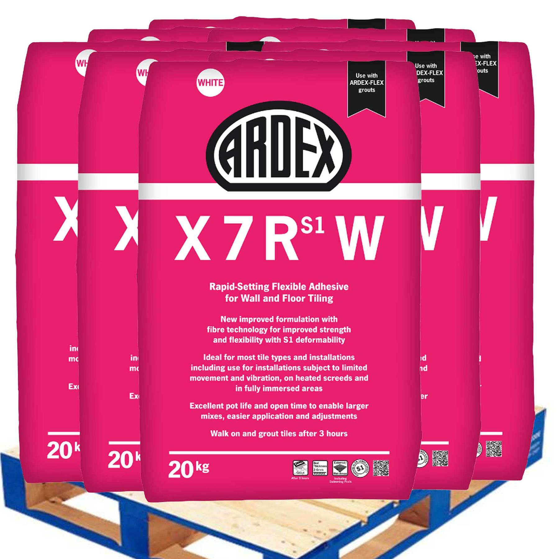 Ardex X7RS1W Flexible Rapid Set Tile Adhesive 20kg (White) 50 Bags Pallet Deal