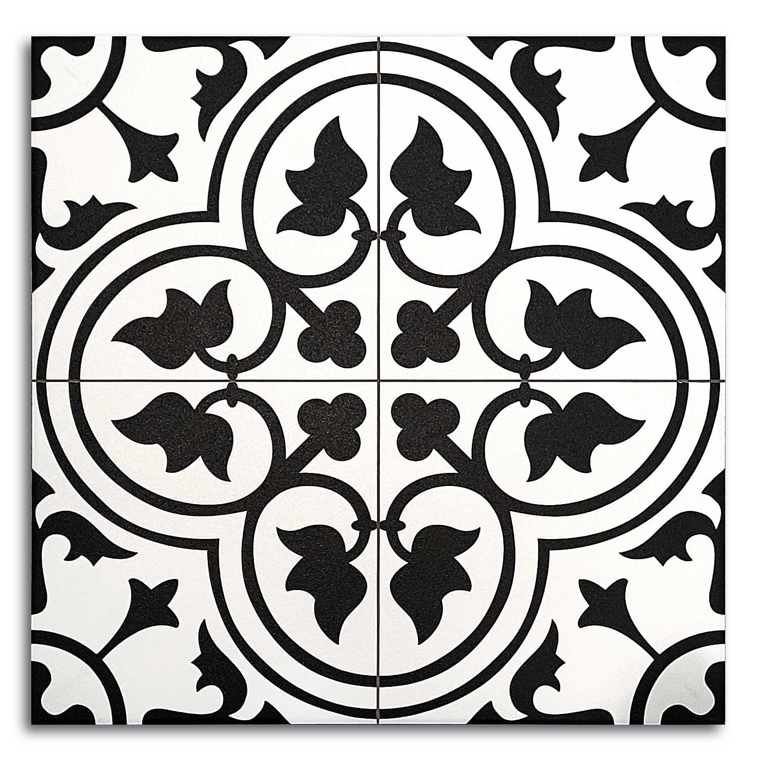 Tradition Dover Black Patterned Porcelain Tile Matt 450x450mm