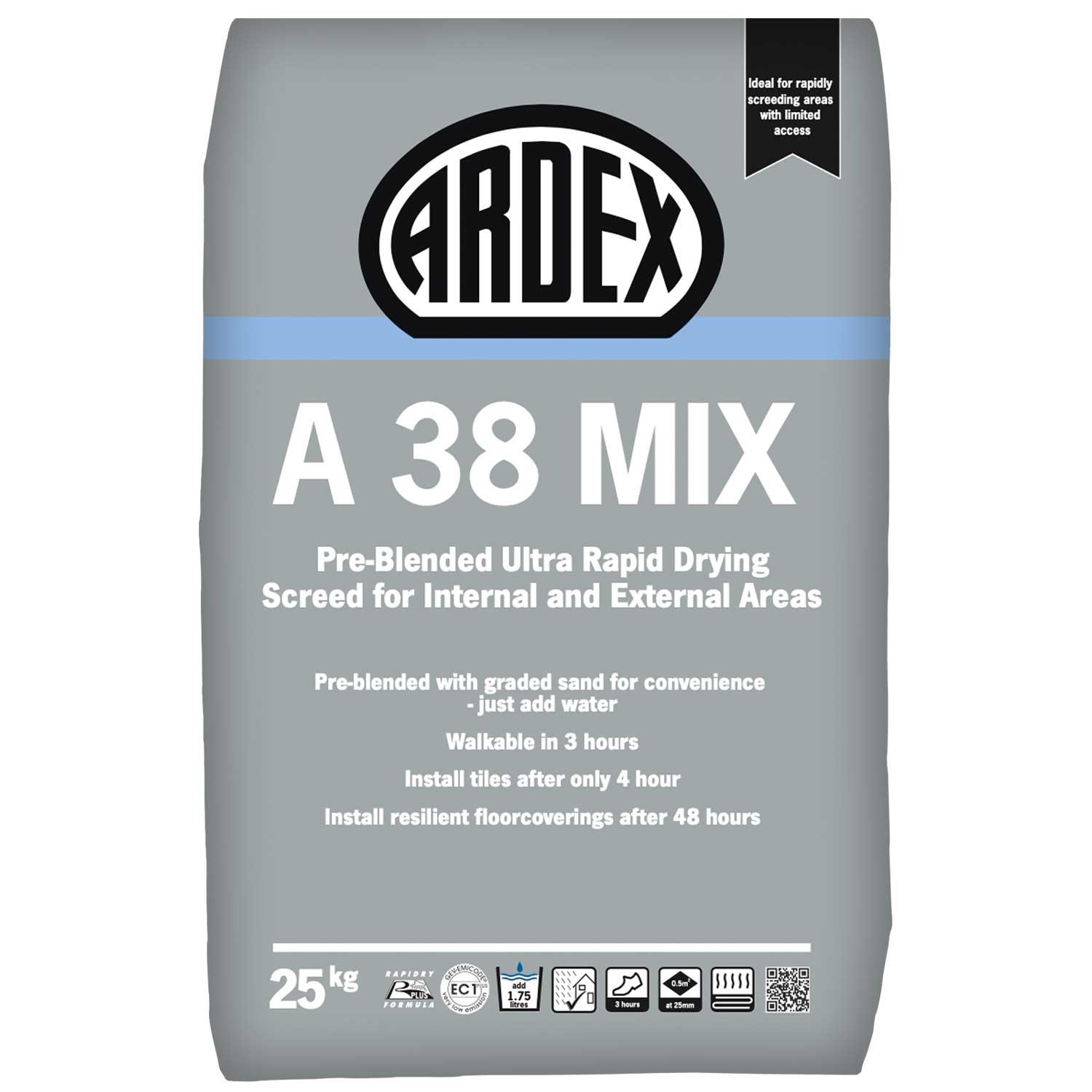 Ardex A38 Mix Pre Blended Ultra Rapid Drying Cement 25kg