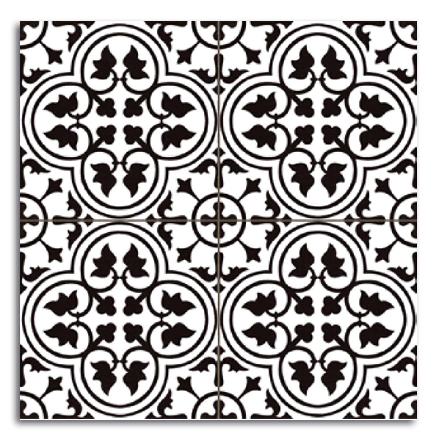 Tradition Hampton Black Patterned Porcelain Tile Matt 450x450mm
