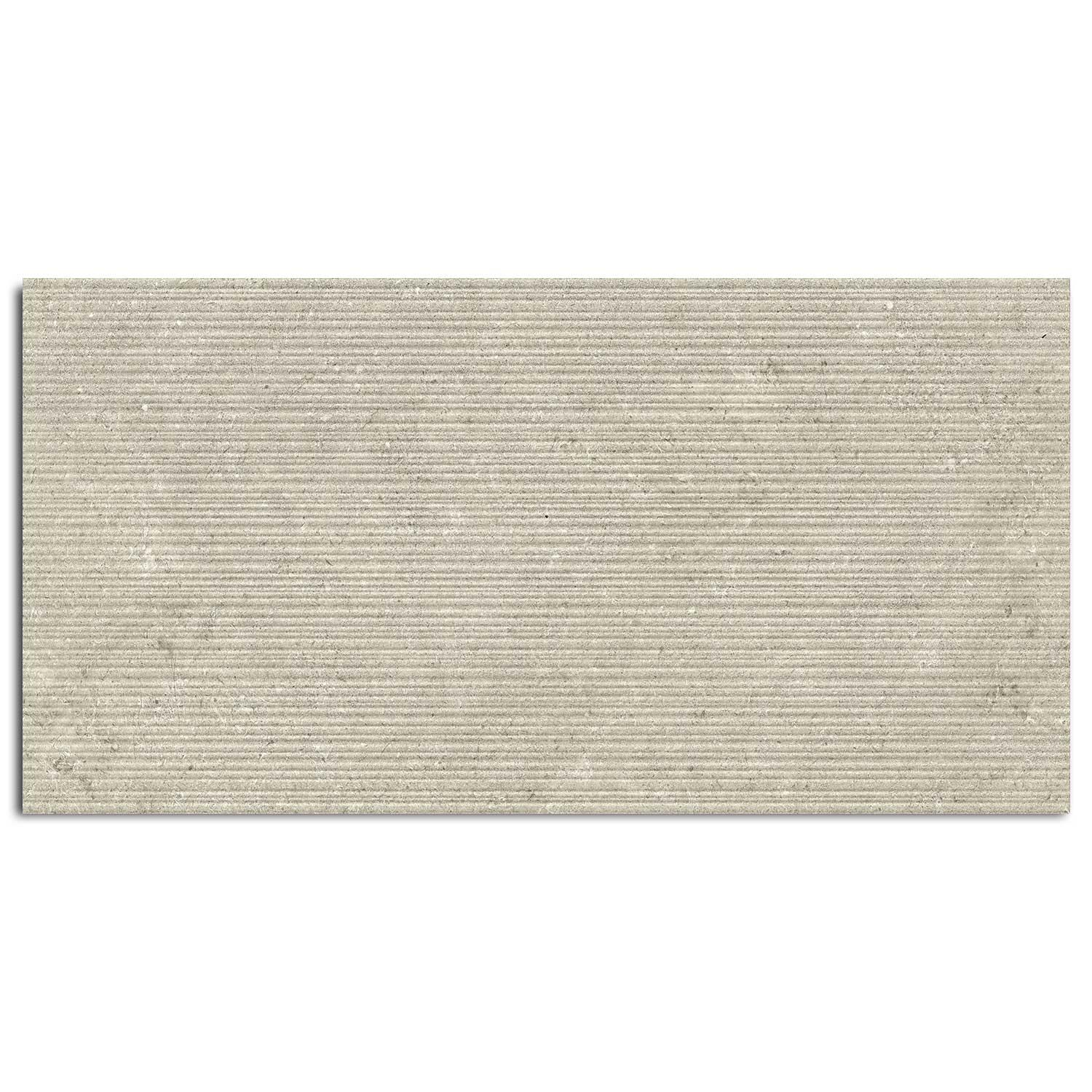 Linea Stone Cream Fluted Stone Effect Ceramic Wall Tile 300x600mm Matt