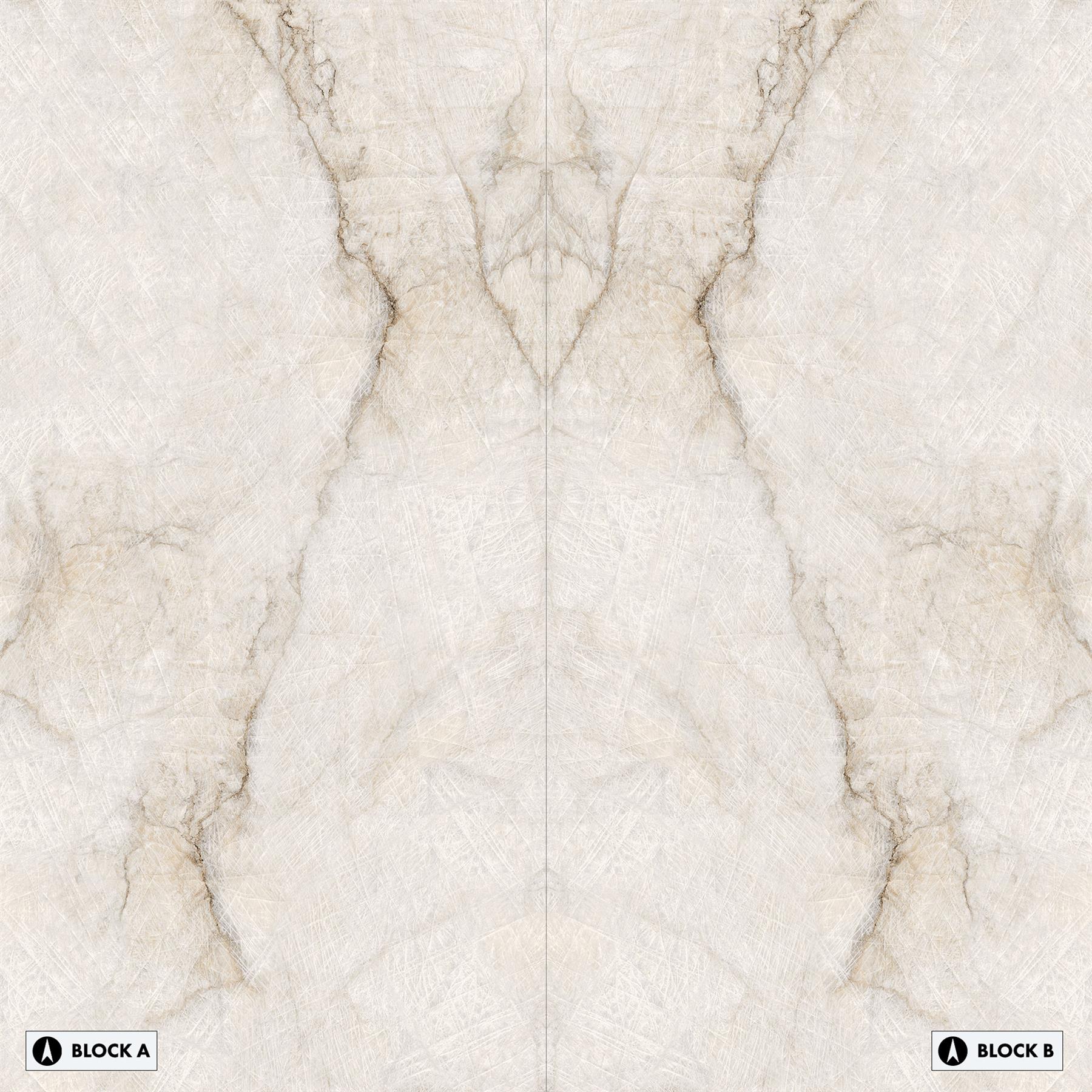 Quarzo Bookmatched Polished Porcelain Slab 3200×1620 Marble Effect (Block A+B)