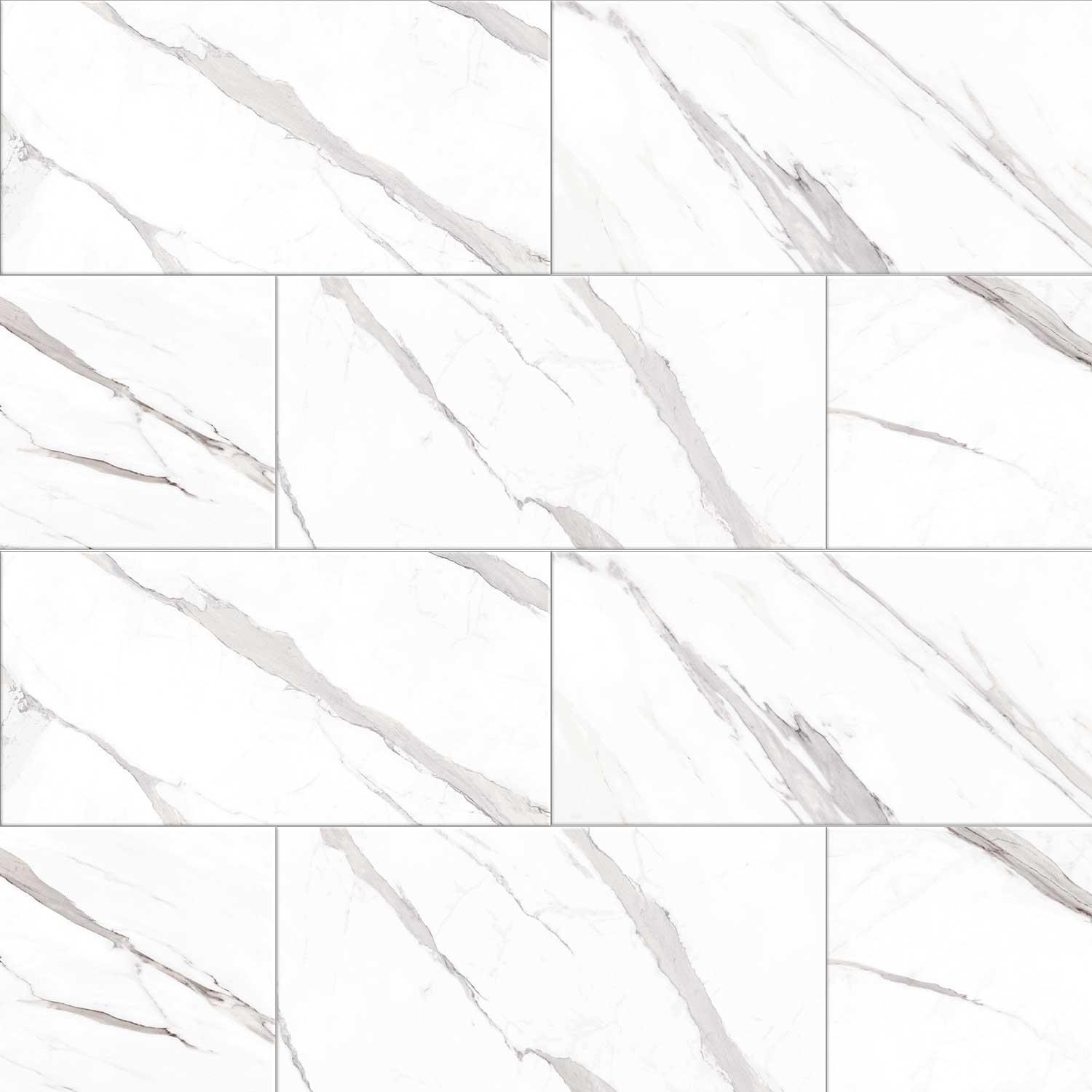 Carrara Marble White Porcelain Tile Gloss Walls Floors  300x600mm