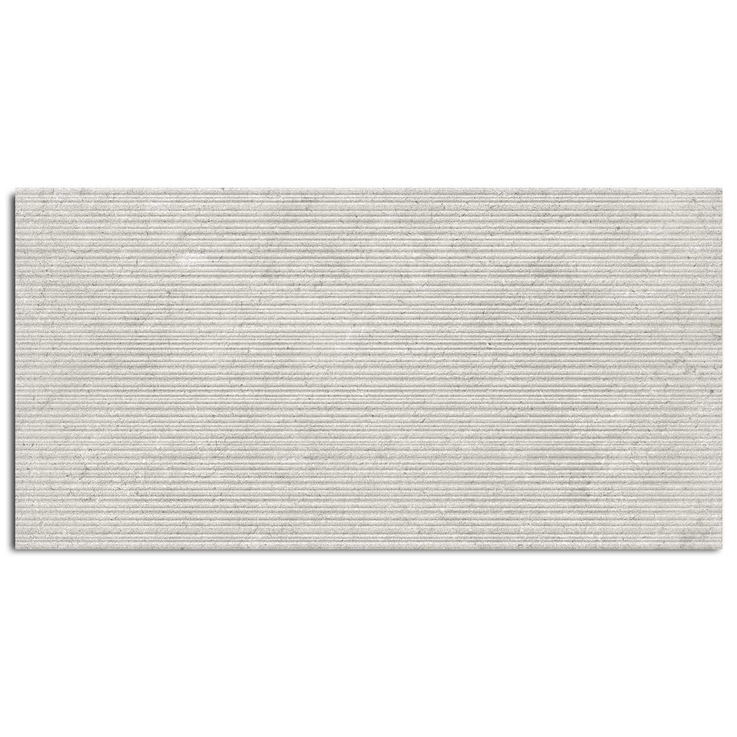 Linea Stone Ivory Fluted Stone Effect Ceramic Wall Tile 300x600mm Matt