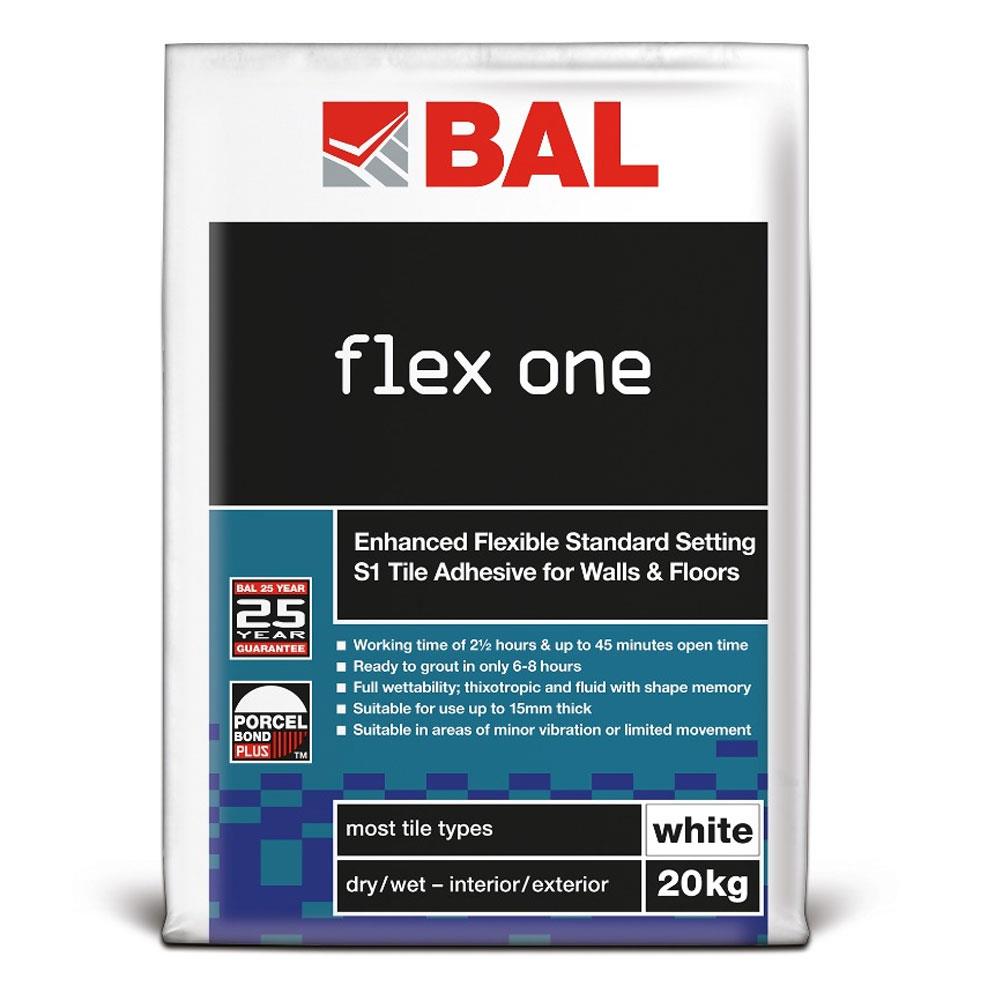 Bal Flex One S1 White Tile Adhesive Walls & Floor 20kg