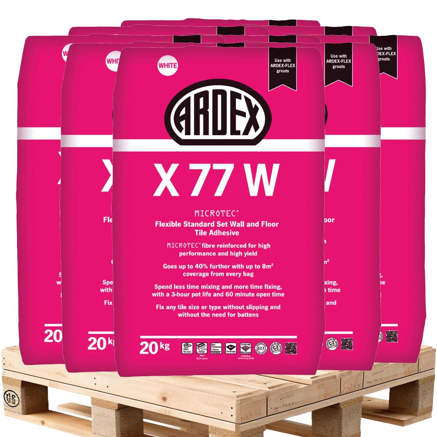 Ardex X77 White Microtec Flexible Adhesive Floor Wall Tile 20kg