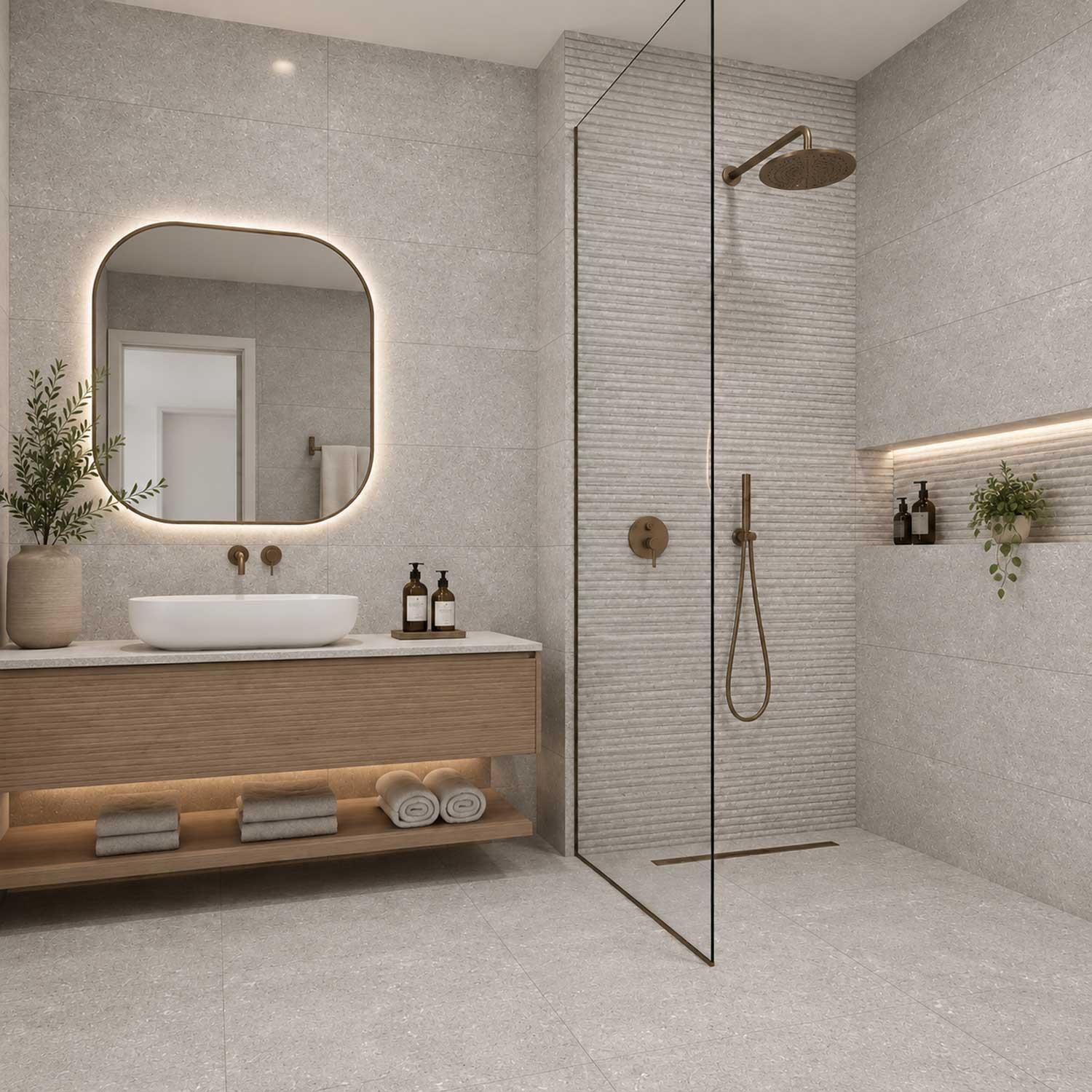 Arvena Grey Stone Effect Ceramic Wall Tile 400x1200mm Matt