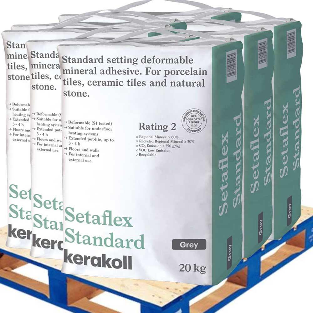 Kerakoll Setaflex Standard Tile Adhesive Grey 20kg Pallet Deal 48 Bags