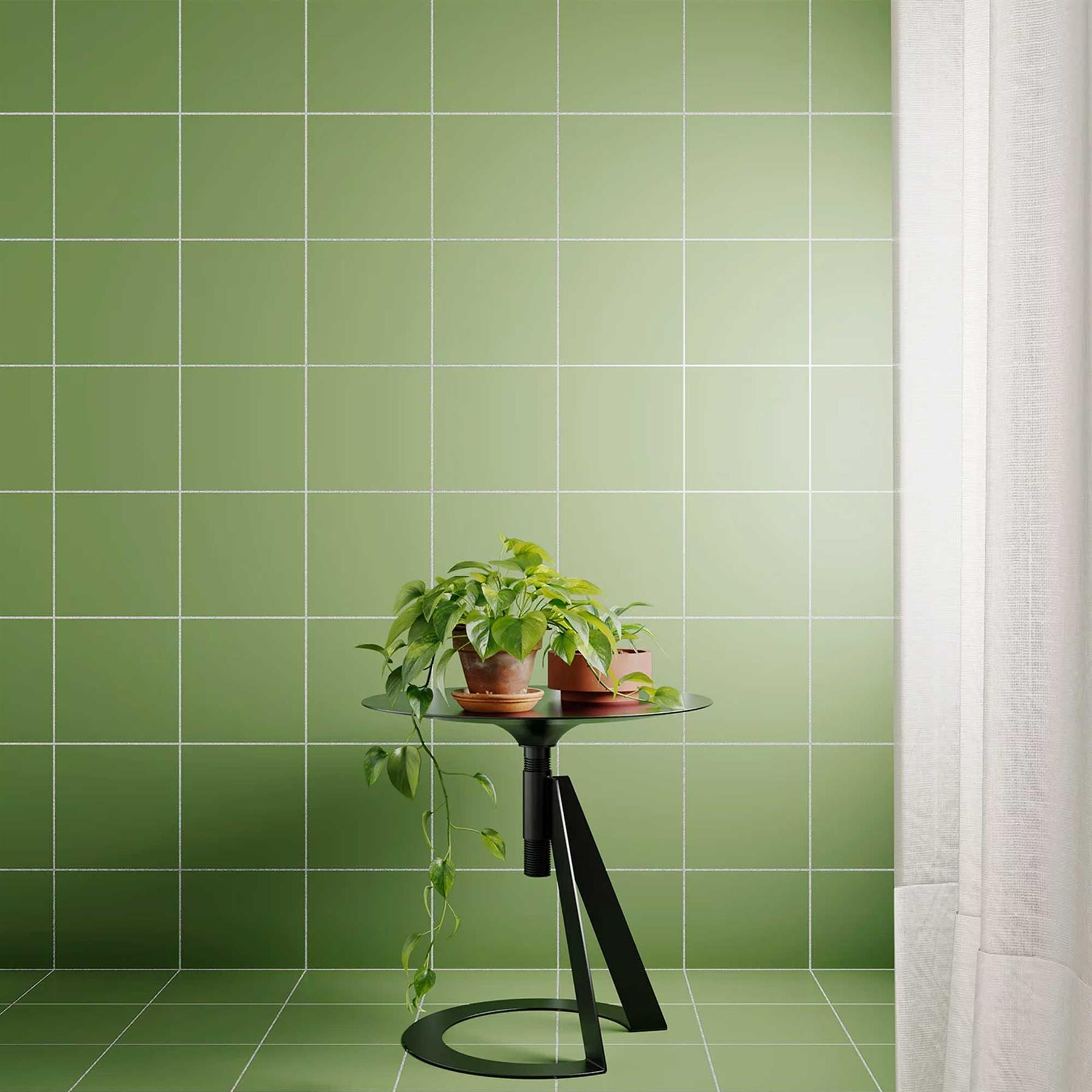 Ornate Square Green Bathroom Porcelain Tile 200x200mm