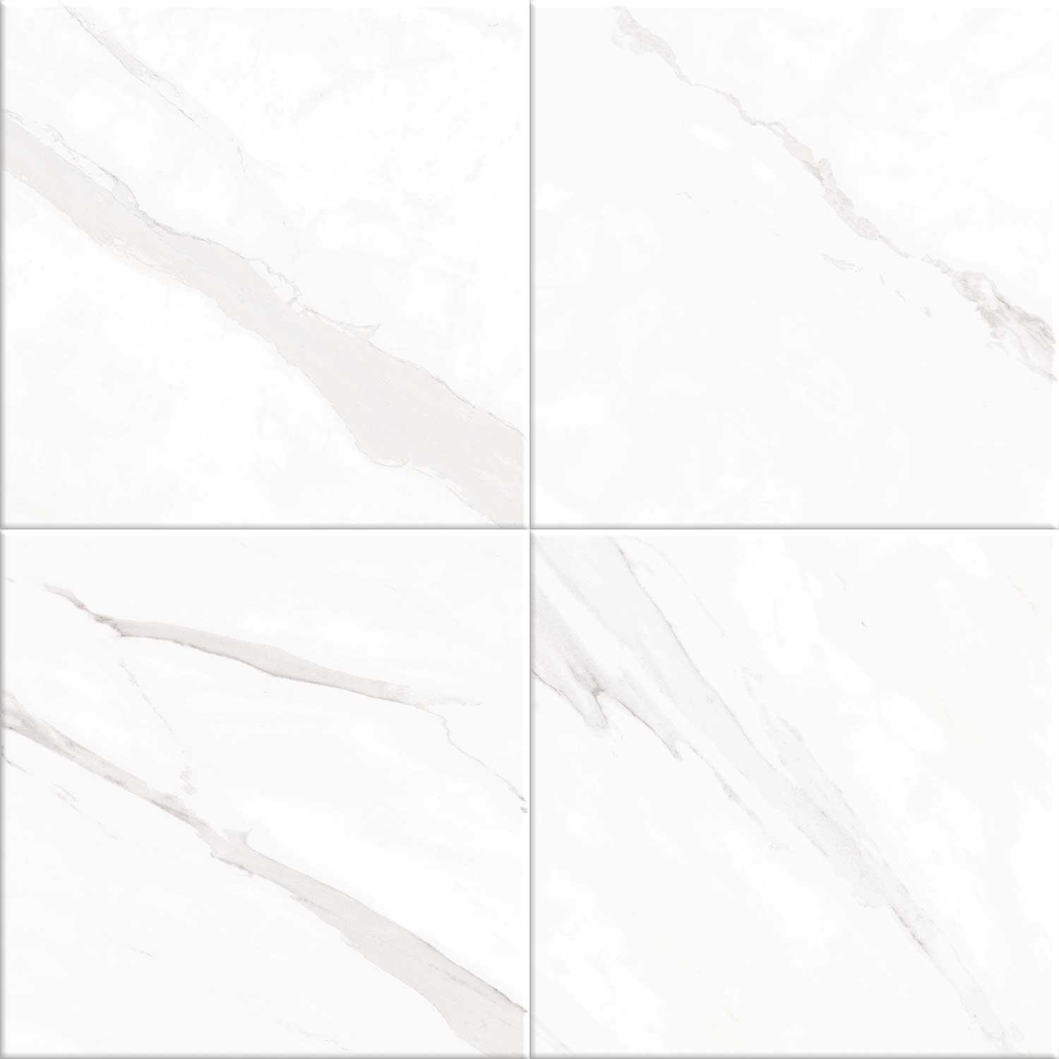 Carrara Marble Polished White Porcelain Tile Walls Floors 600x600mm