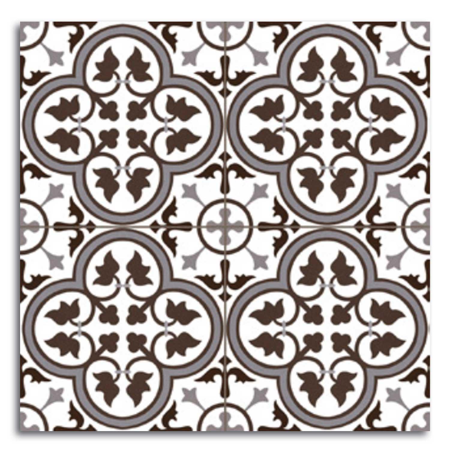 Tradition Hampton Grey Patterned Porcelain Tile Matt 450x450mm