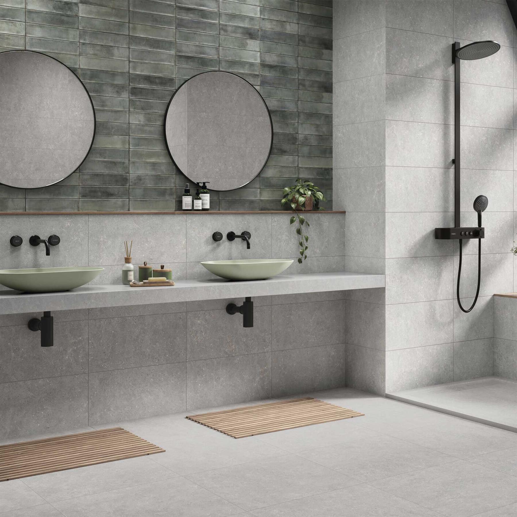 Korso Concrete Look Porcelain Tile Bathroom (Grey) 300x600mm