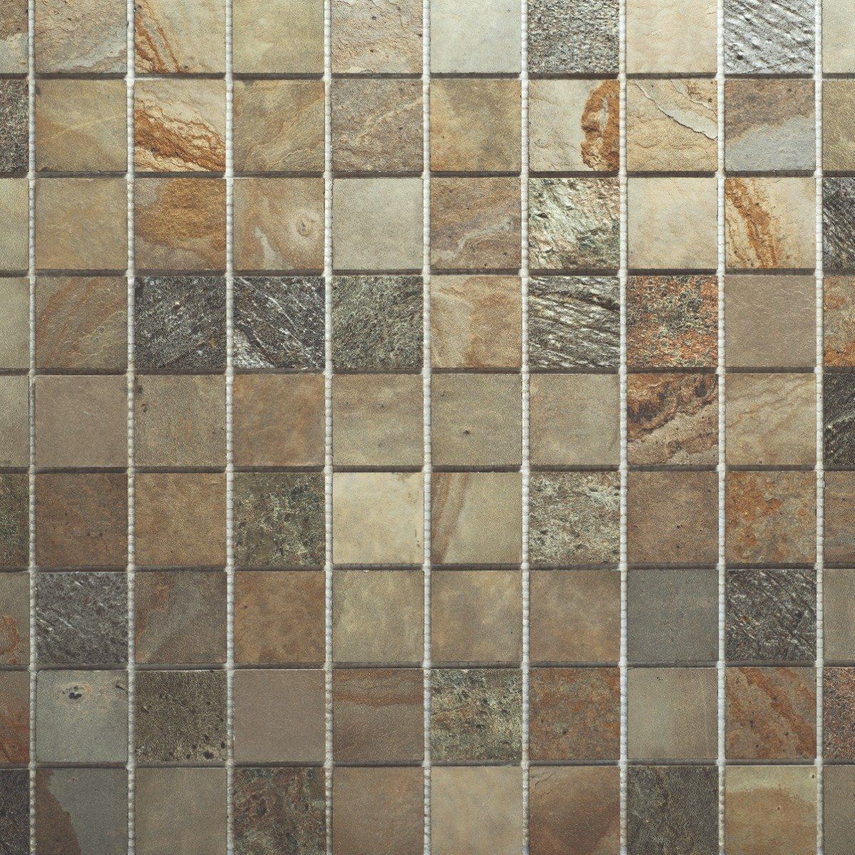 Slicedstone Mosaic Bathroom Tile Roll Beige/Copper Stone Mosaic (50x50mm squares) 1000 x 500mm