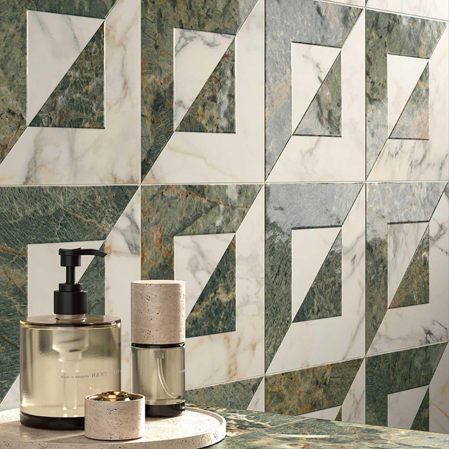 Valentra Decor B Green-Ivory Porcelain Tile 200x200mm Wall Floor Tile