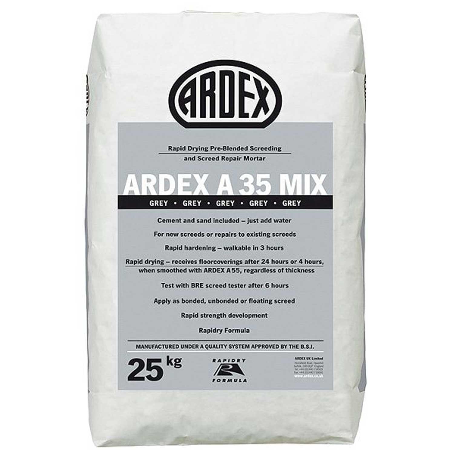 Ardex A 35 MIX Pre Blended Ultra Rapid Cement for Internal Screeds
