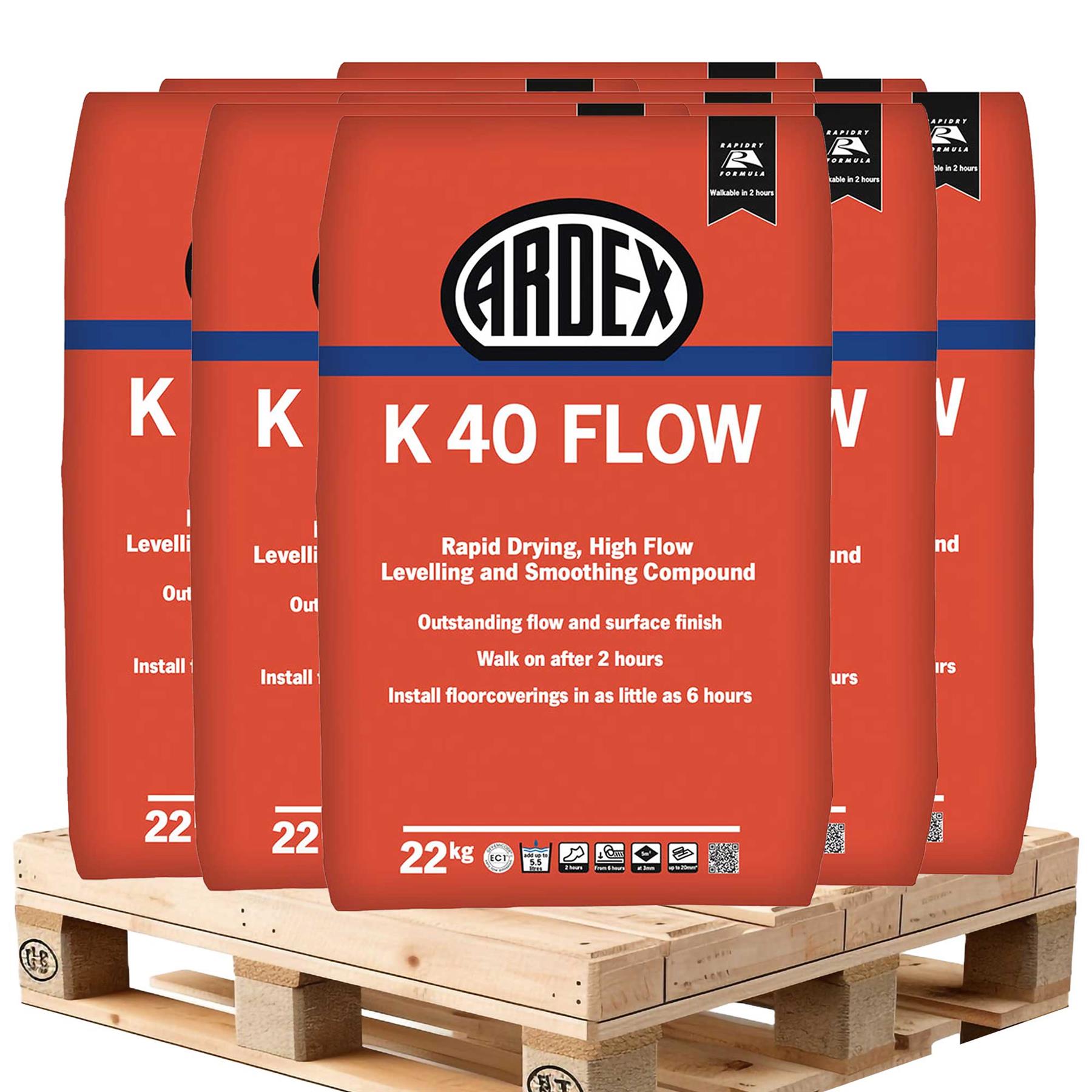 Ardex K 40 FLOW Levelling and Smoothing Compound 22kg (50 Units - Pallet)