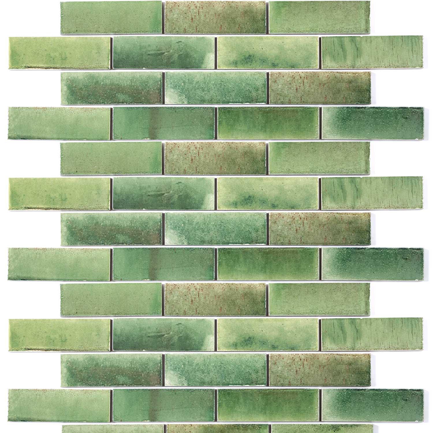 Watercolour Green Porcelain Tile Walls Floors Subway Brick 150x50mm