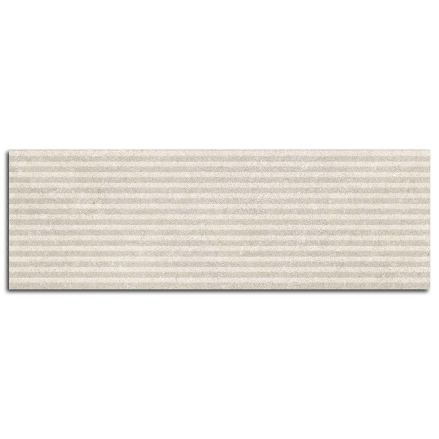 Arvena Cream Fluted Stone Effect Ceramic Wall Tile 400x1200mm Matt