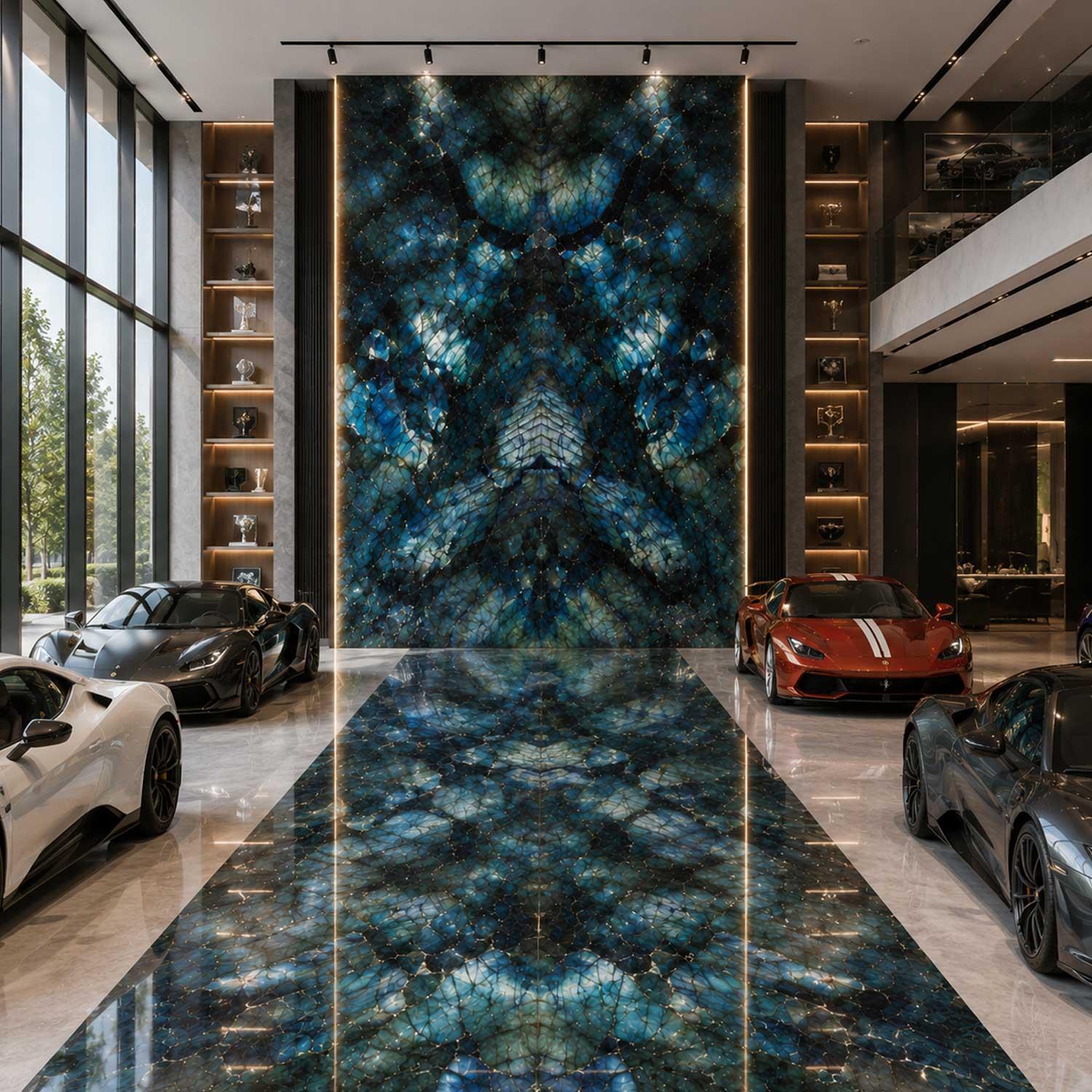 Level Labradorite Bookmatched Lappato Matte Porcelain Slab 3200x1620x12mm