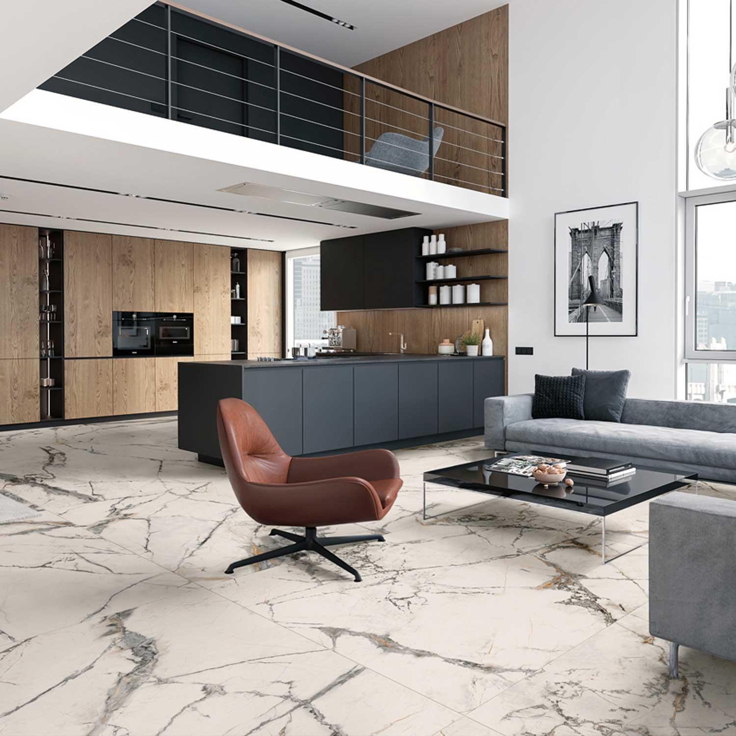 The Room invisible White Porcelain Tile Marble Effect (Polished) 1200x600mm